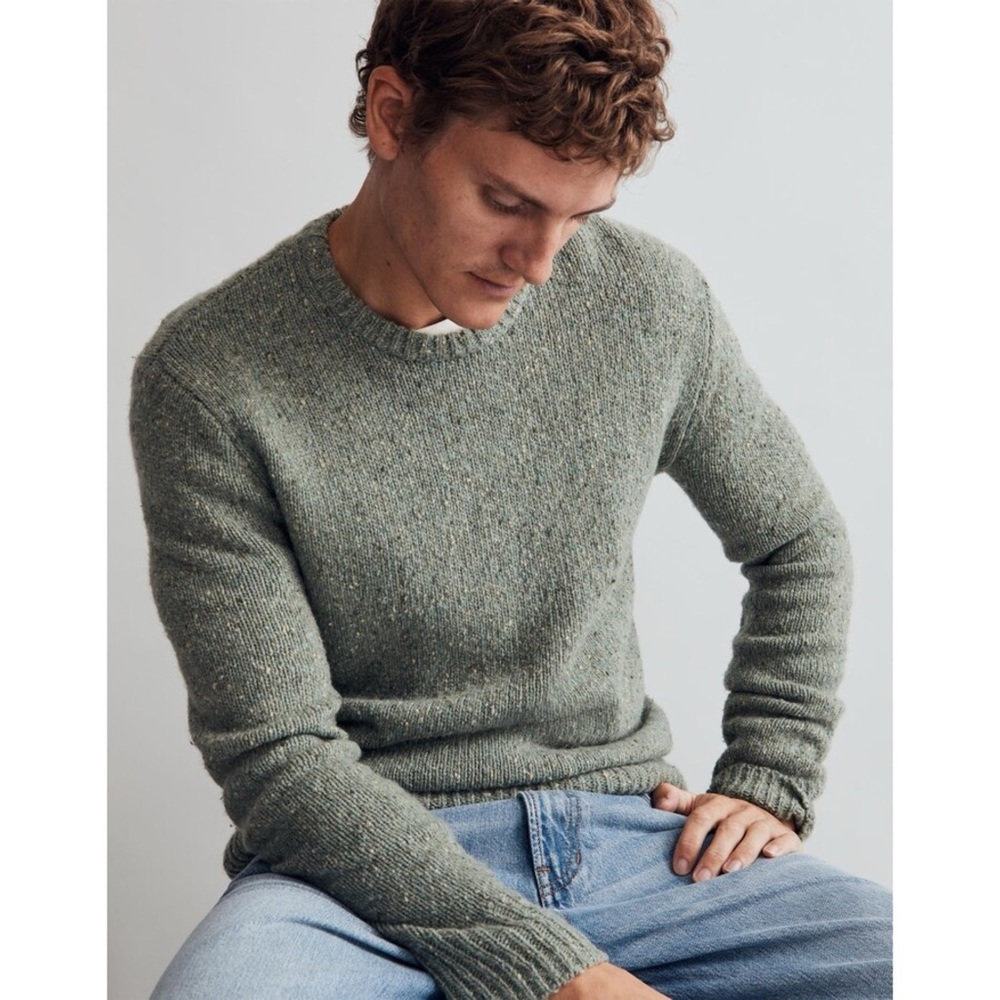 Madewell Donegal Crewneck Sweater Green Merino Wool Alpaca Blend Unisex Pullover